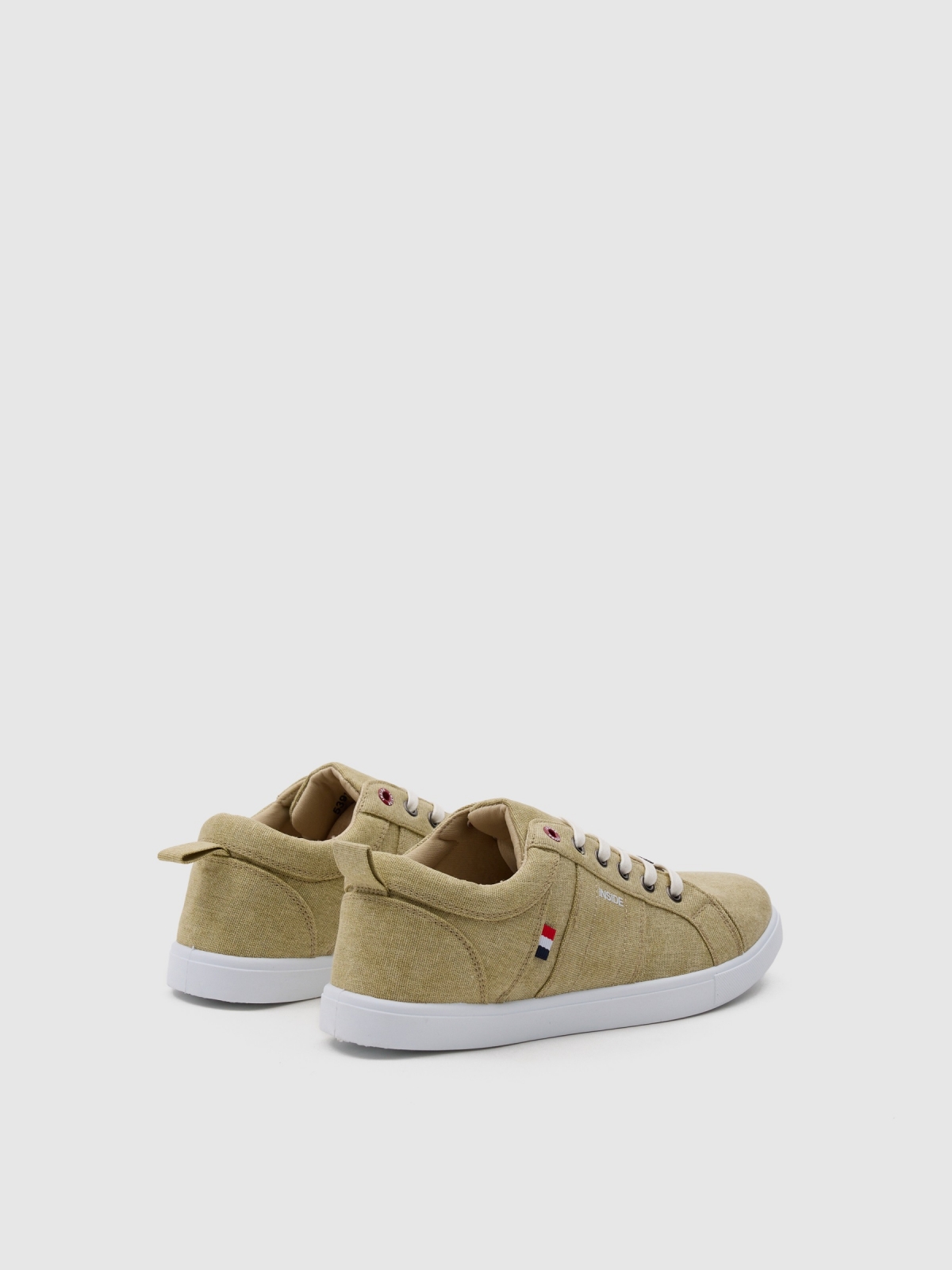 Canvas combined sneaker sand 45º back view