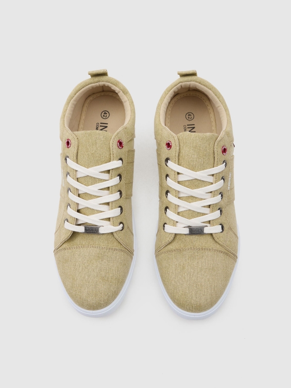 Canvas combined sneaker sand zenithal view