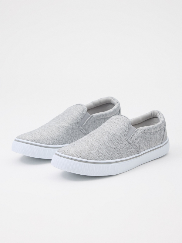 Gray canvas sneaker 45º front view
