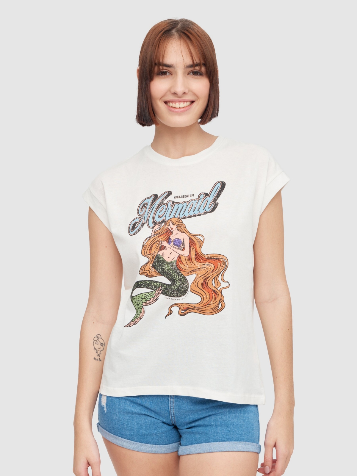 Mermaid t-shirt off white middle front view