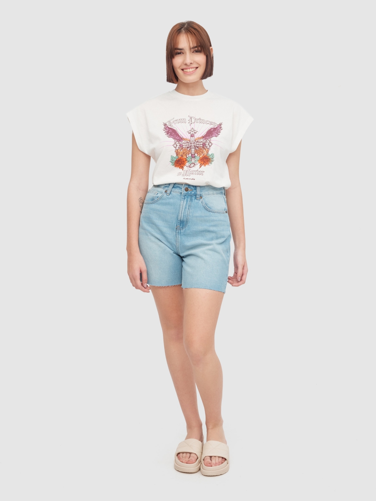 T-shirt oversize From Princess off white vista geral frontal