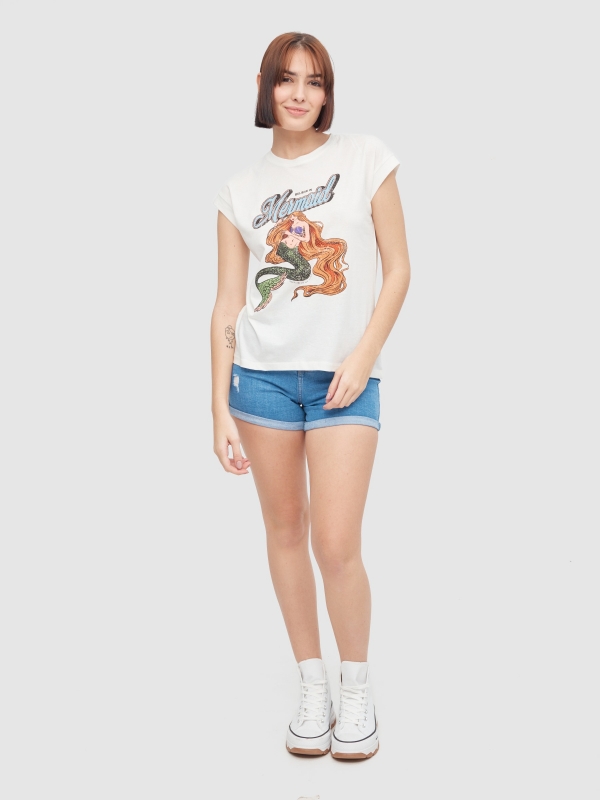 Mermaid t-shirt off white front view