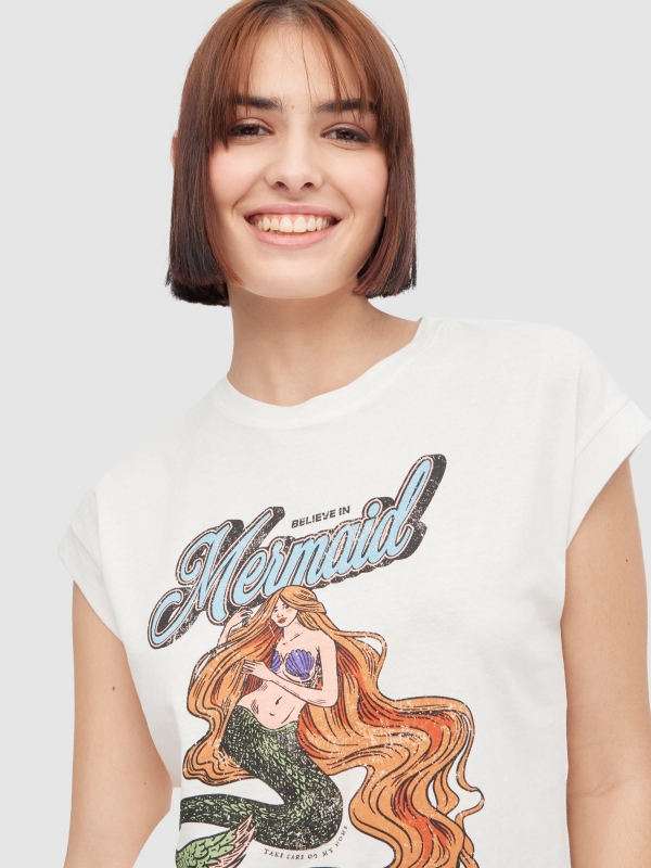Mermaid t-shirt off white detail view