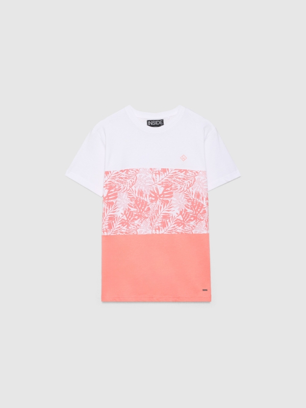  T-shirt com textura tropical rosa