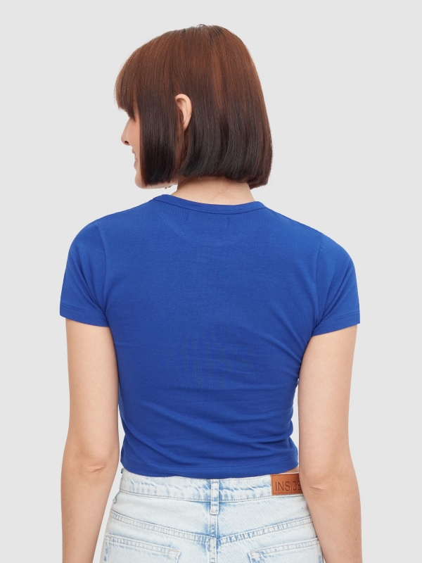 Festival Wave crop top electric blue middle back view