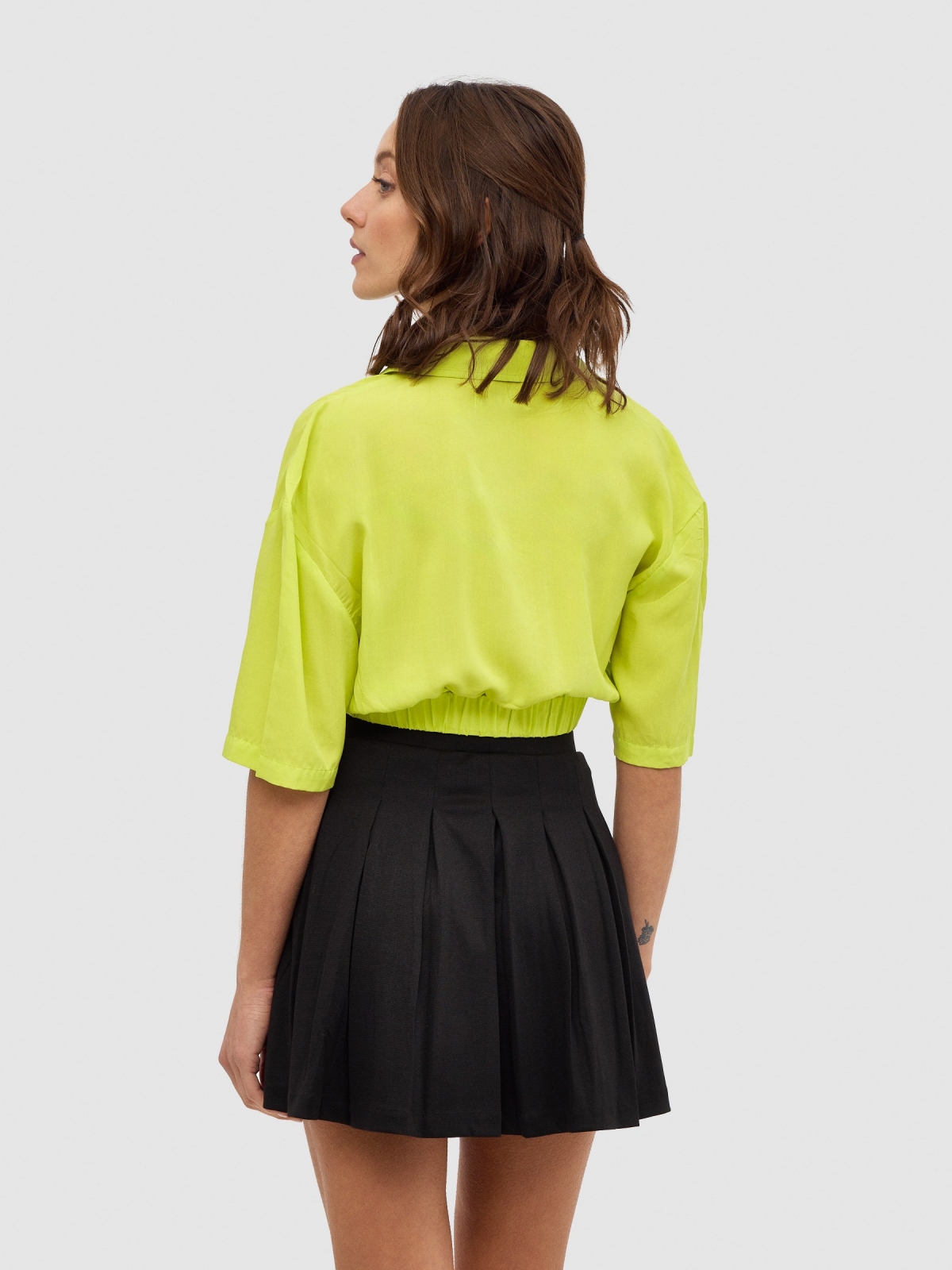 Mini elastic slats skirt black middle back view