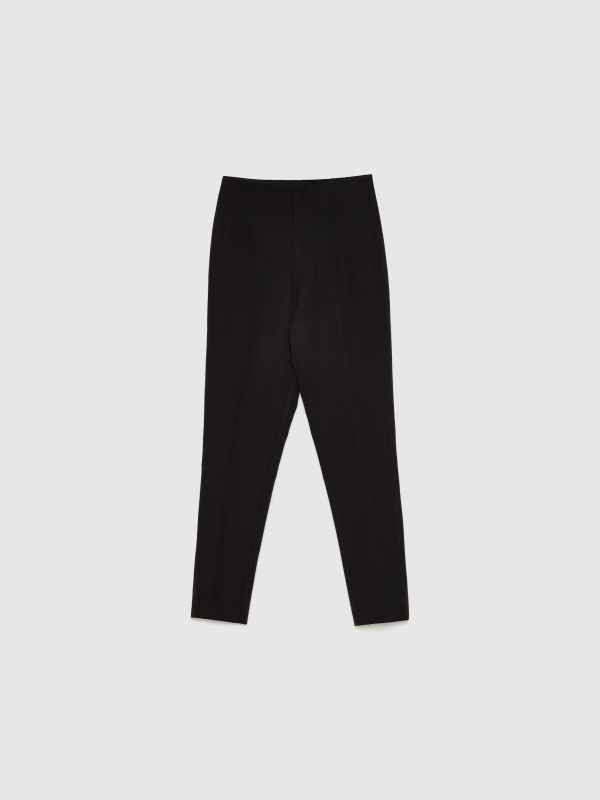  High-waisted pleated trousers black