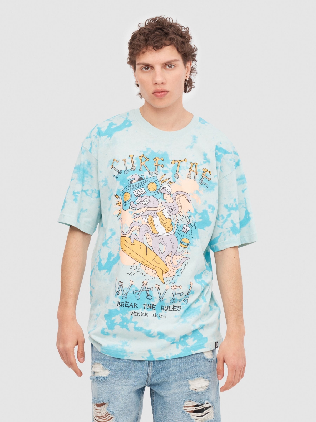 Tie dye surf octopus t-shirt