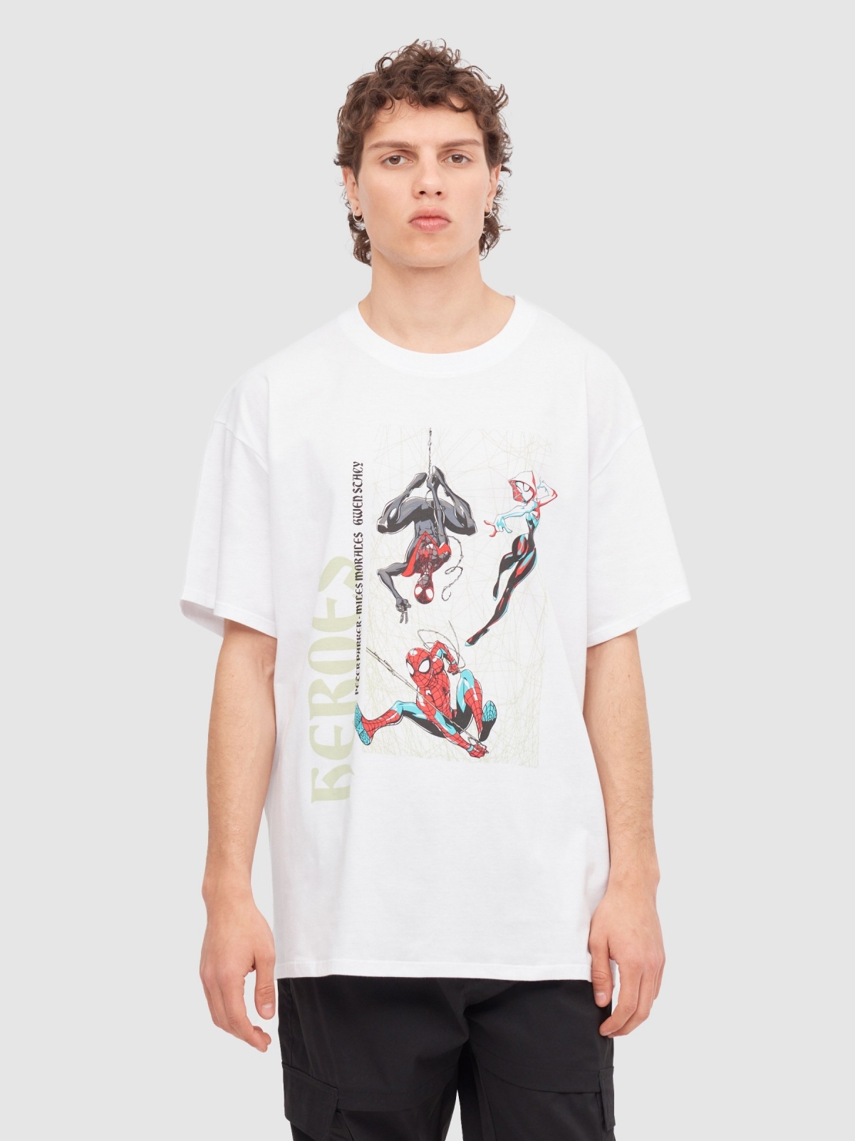 Camiseta Spiderman Heroes blanco vista media frontal