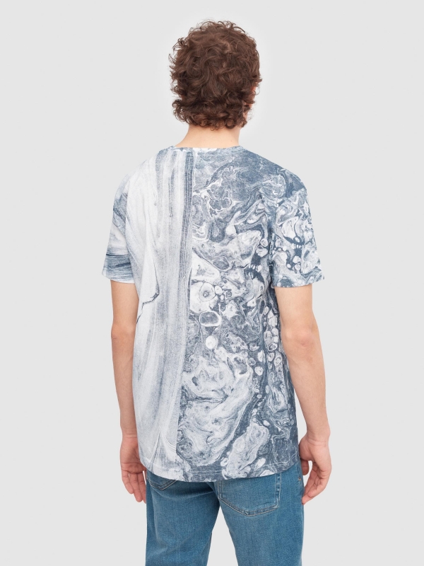 T-shirt com contraste de texturas branco vista meia traseira