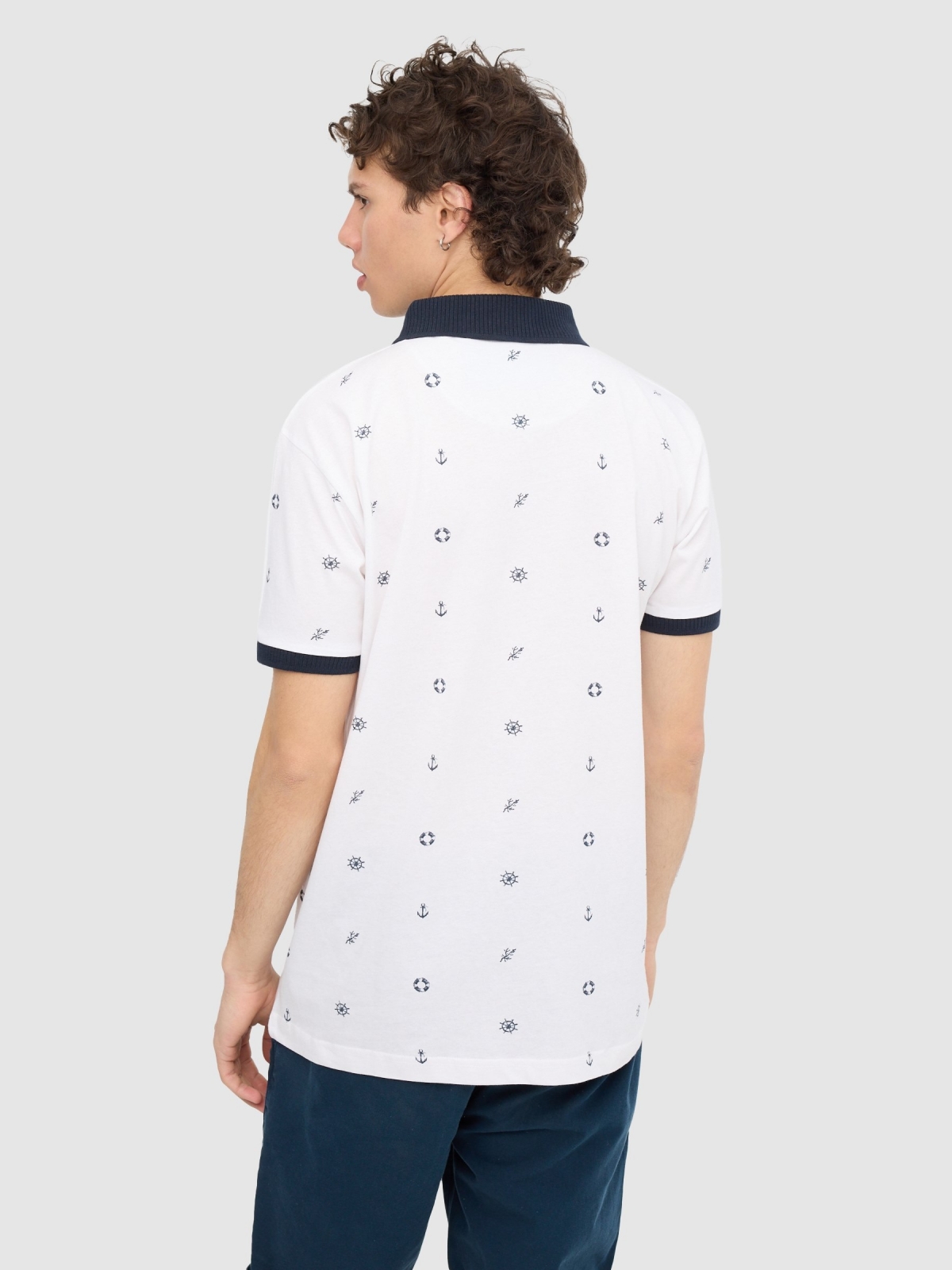 Sailor polo shirt white middle back view