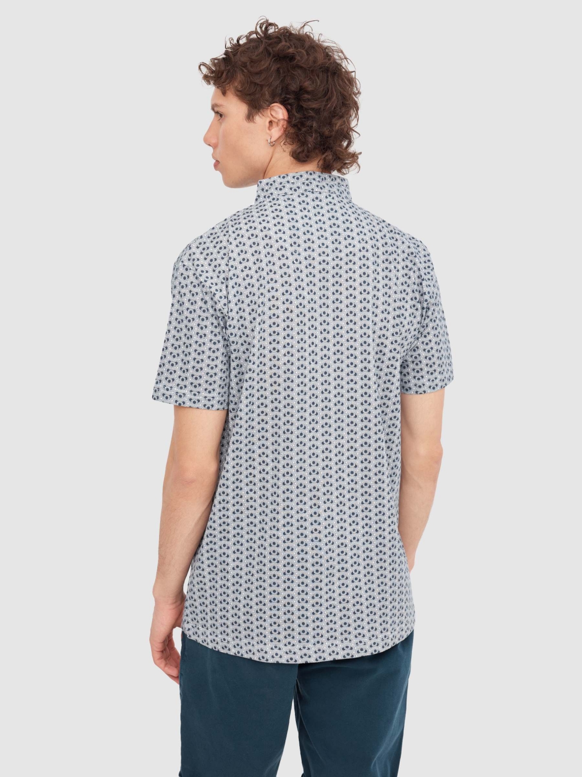Mao geometric polo navy middle back view