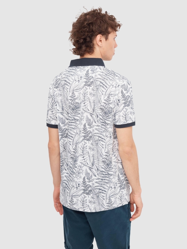 Tropical polo white middle back view