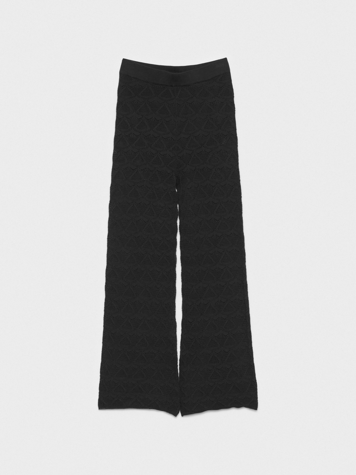  Pantalón flare de crochet negro