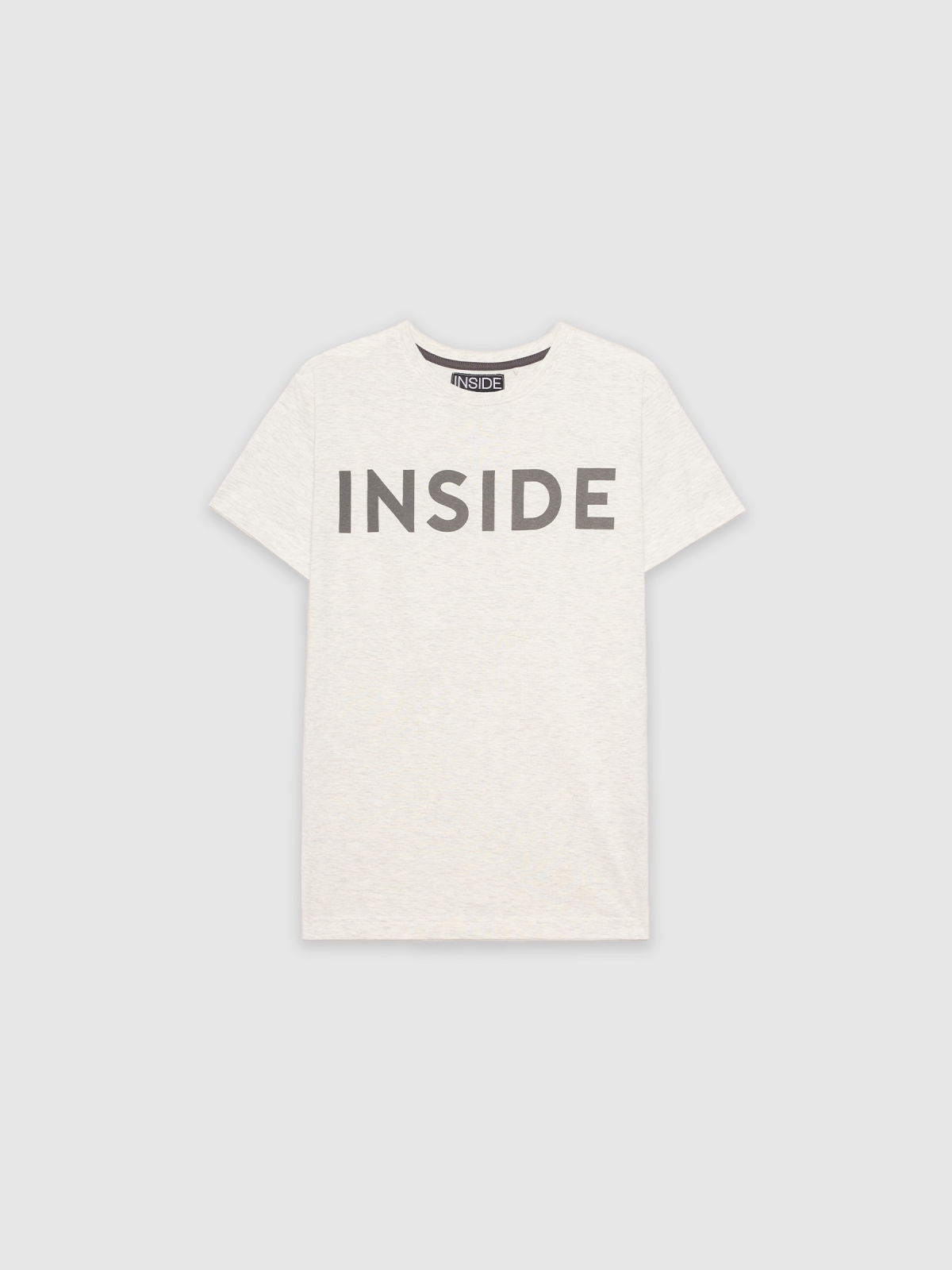  T-shirt básica "INSIDE cinza claro