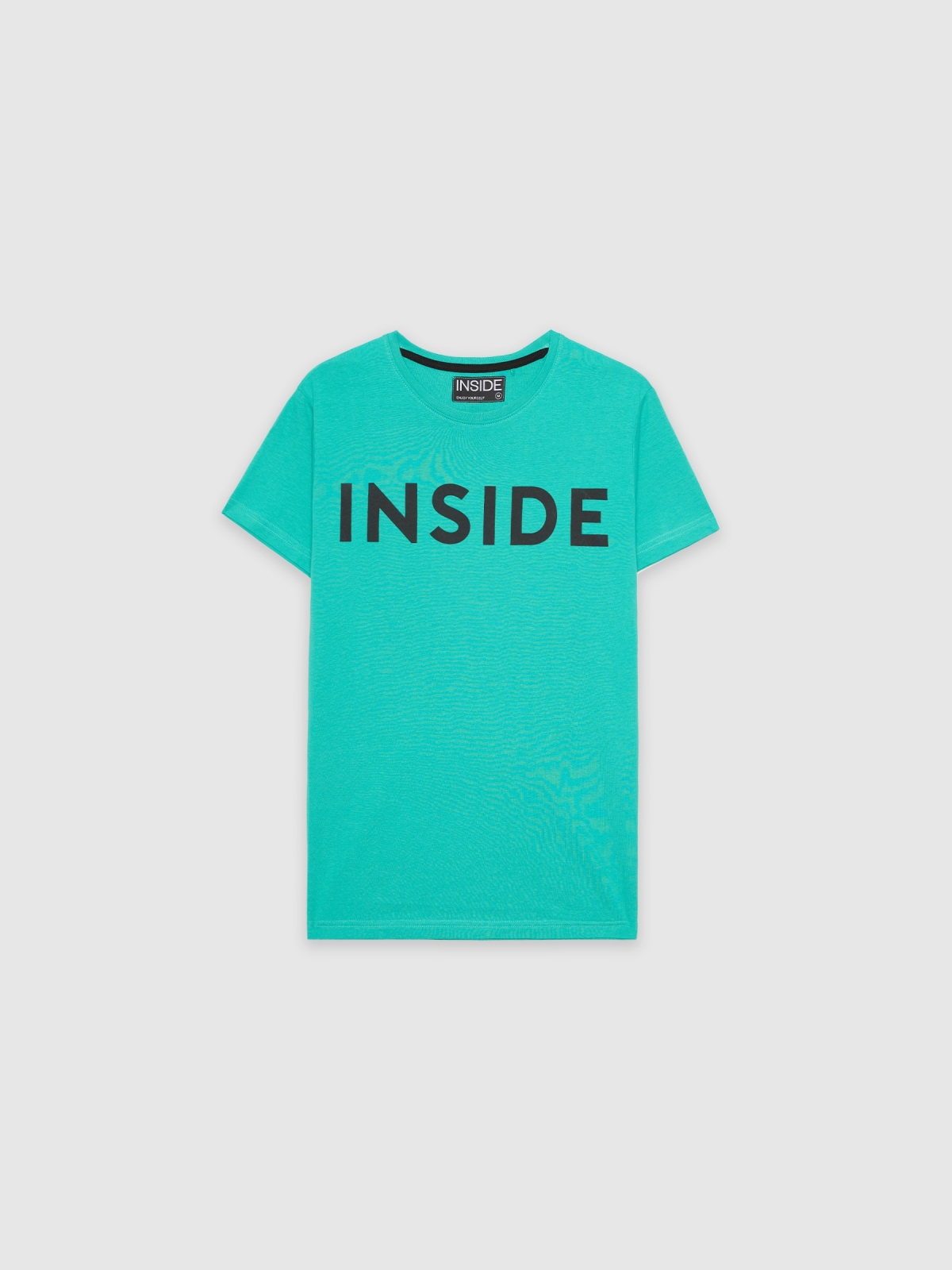  T-shirt básica "INSIDE verde água