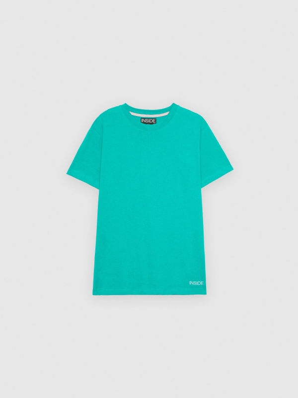  T-shirt básica manga curta verde água
