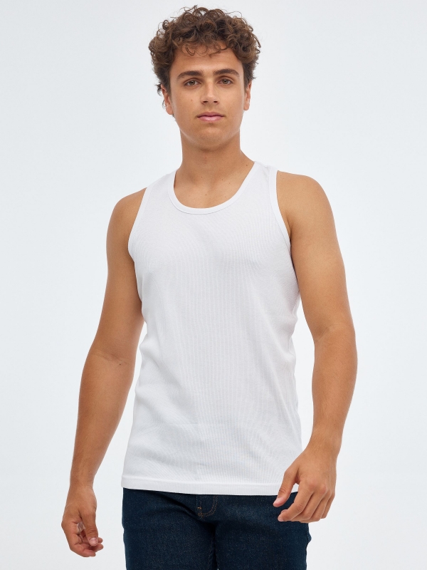 Basic racer back t-shirt white middle front view