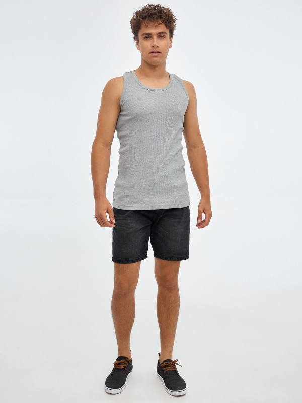 Basic racer back t-shirt grey front view