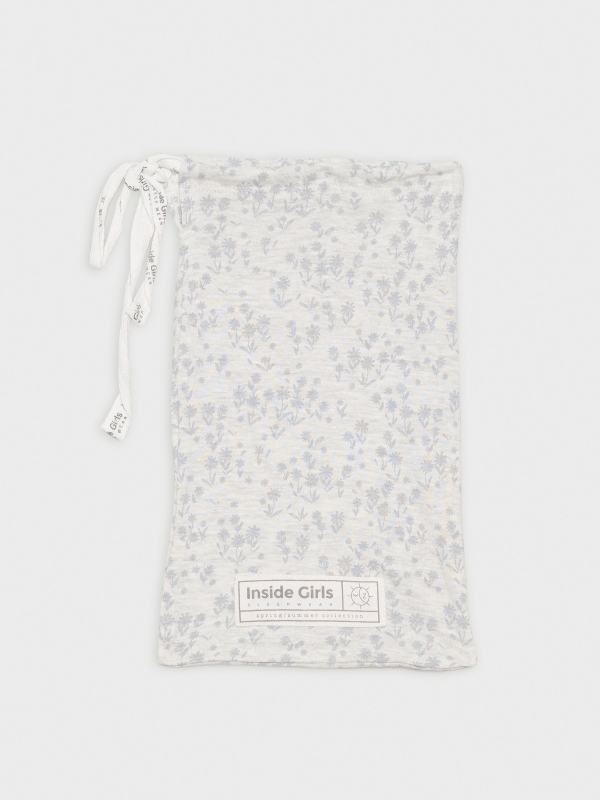 Pijama curto cinza com estampa floral cinza claro