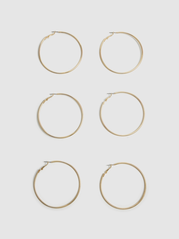 Set 3 hoop earrings beige