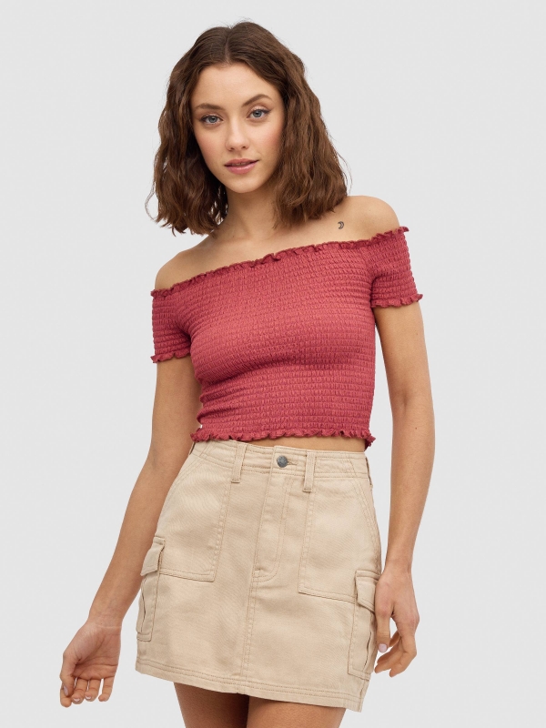 Mini cargo skirt taupe middle front view