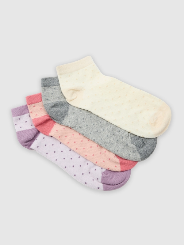 Ankle socks polka dots 4 pack multicolor middle front view