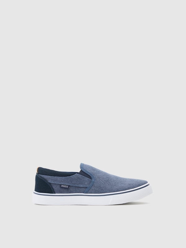 Washed canvas trainer steel blue