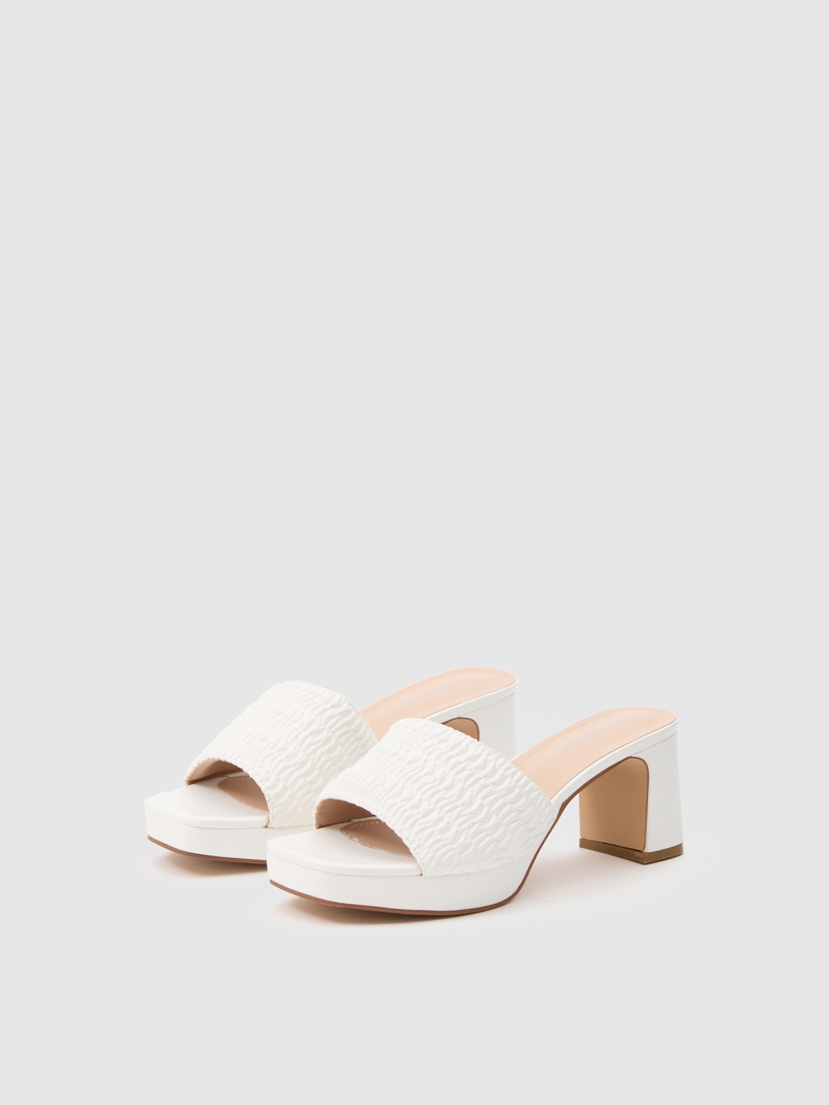 Padded mule sandal white 45º front view