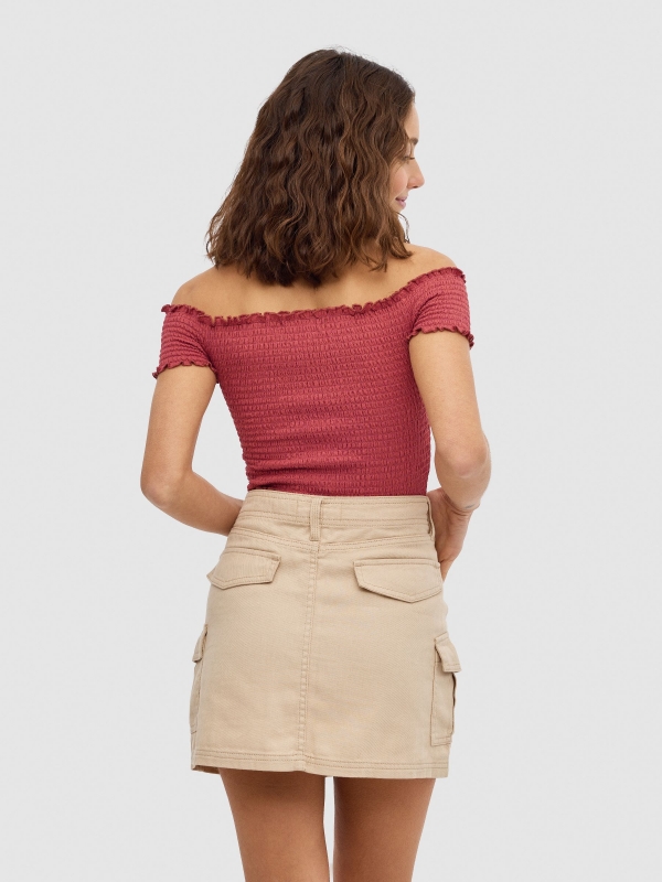Mini cargo skirt taupe middle back view