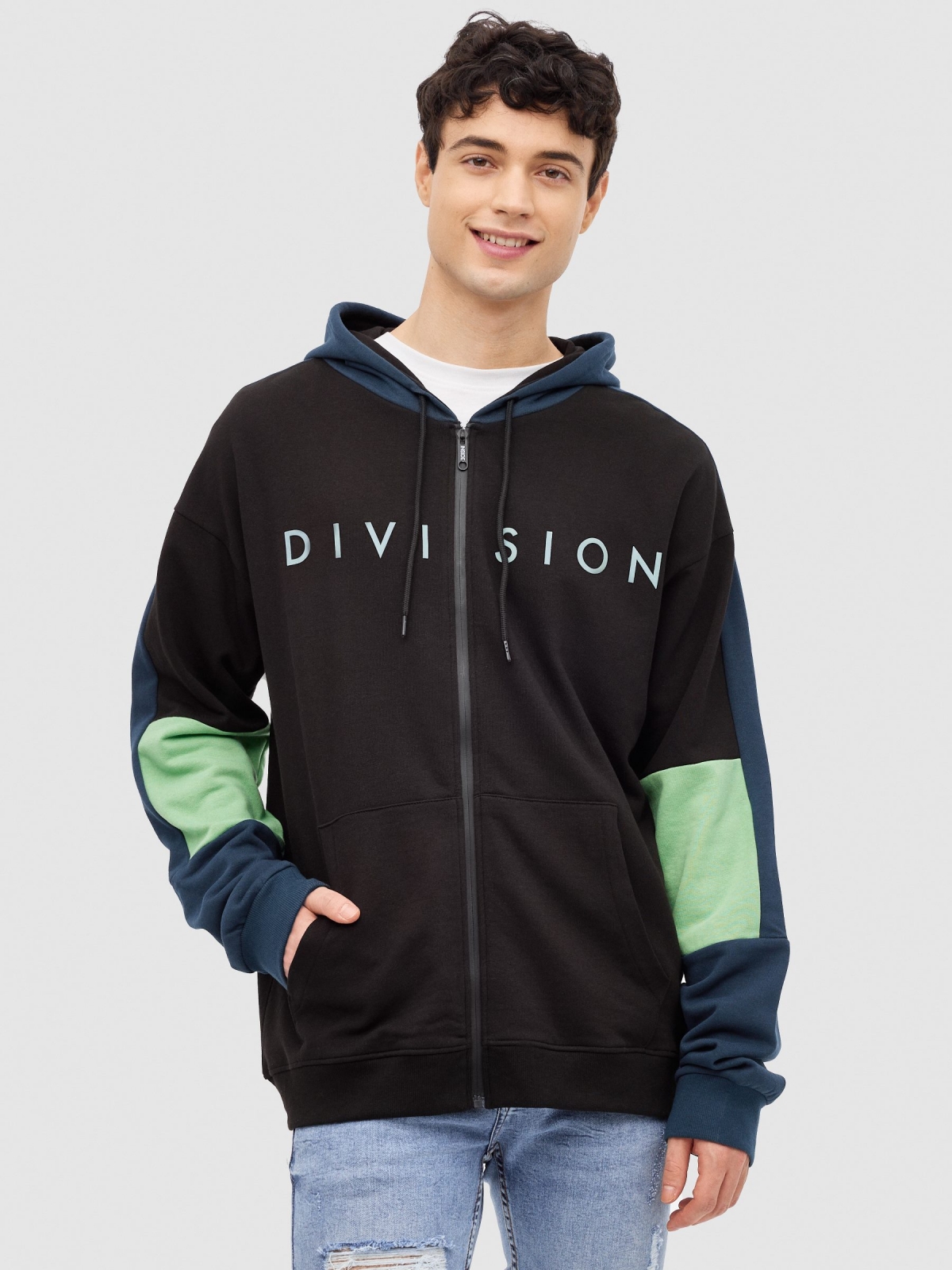 Division hooded sweatshirt black middle front view