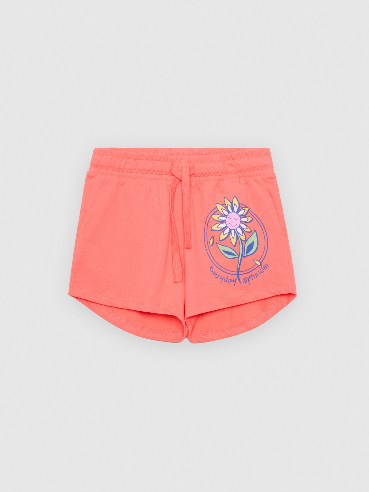  Knitted shorts with flower coral