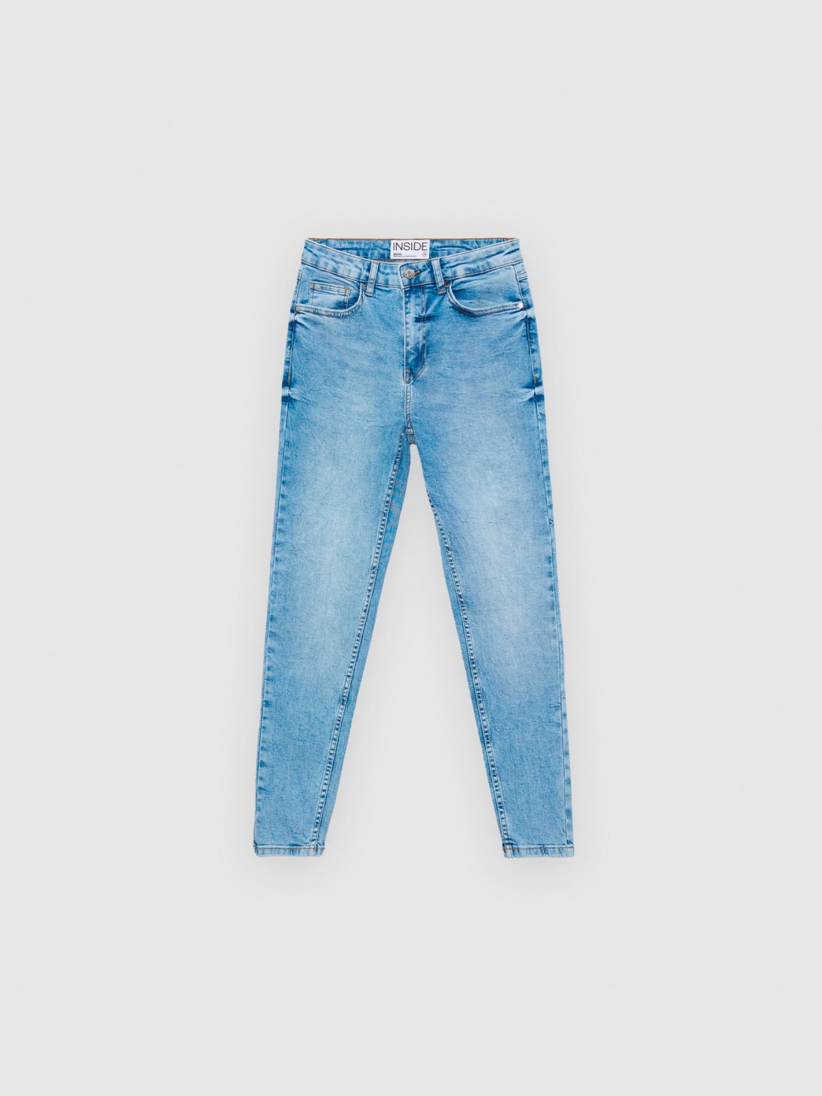  Jeans skinny de cintura média azul