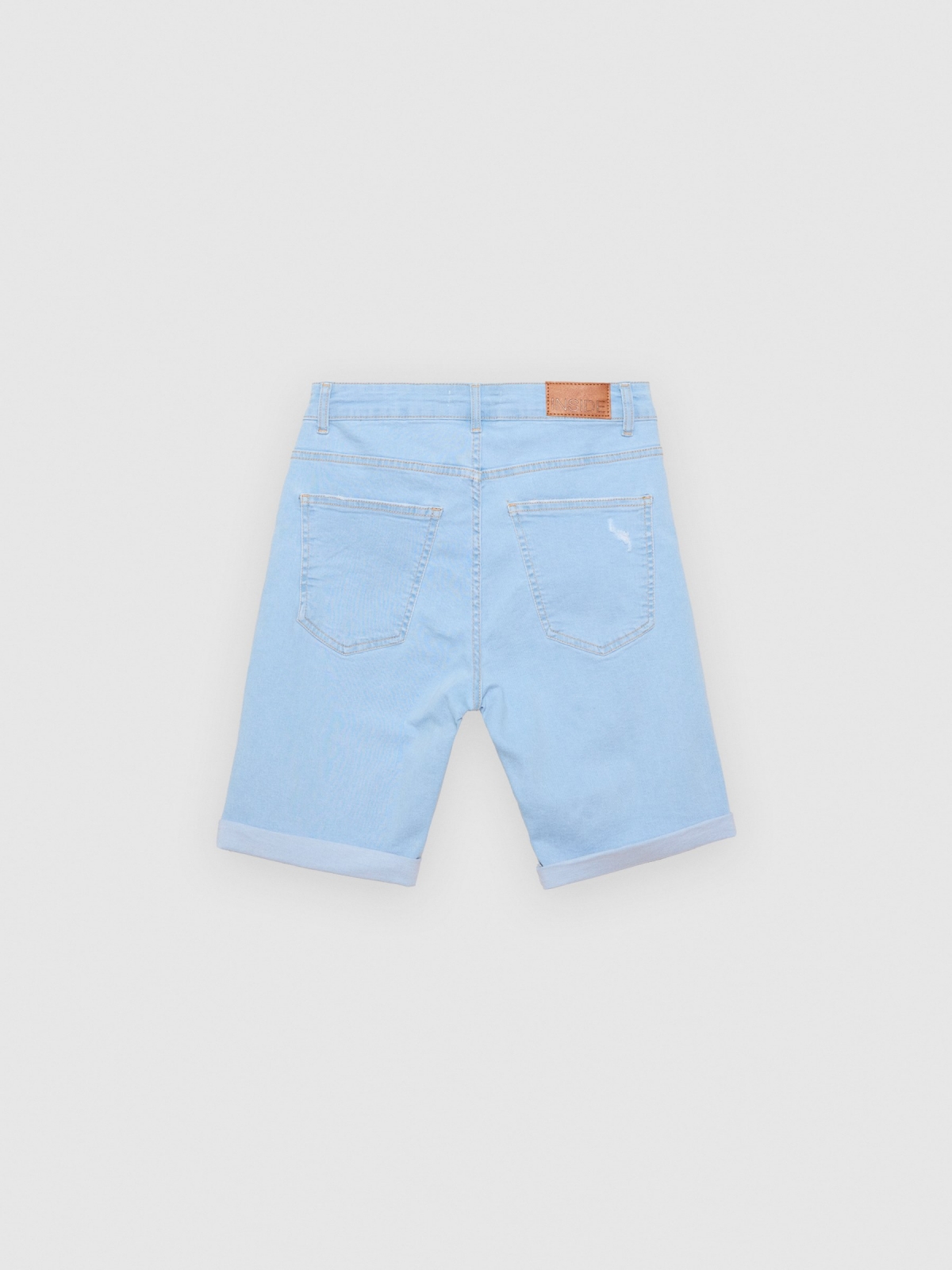 Blue skinny denim bermuda shorts blue detail view