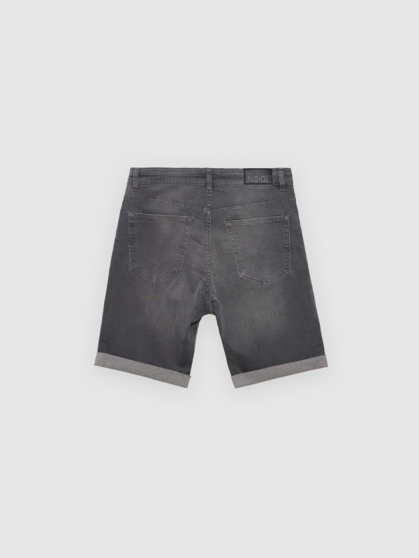 Grey skinny denim bermuda shorts grey detail view