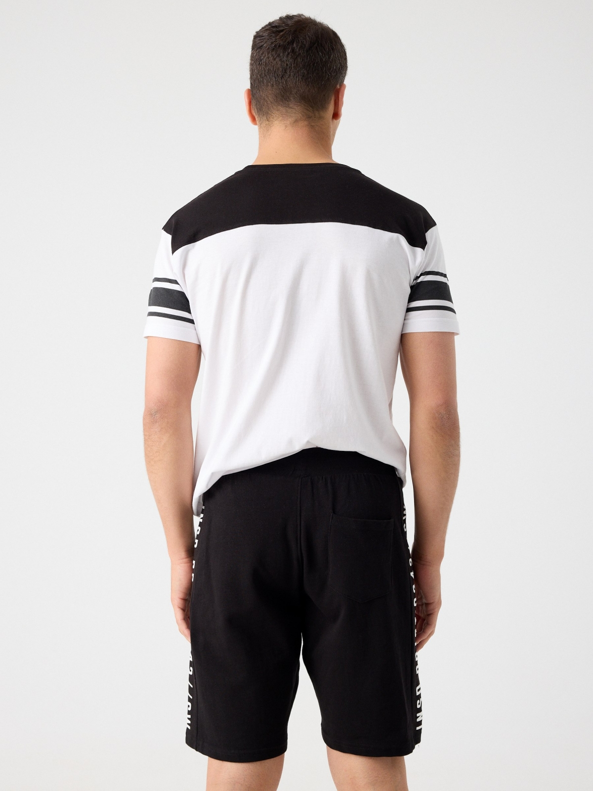 Jogger shorts with bands black middle back view