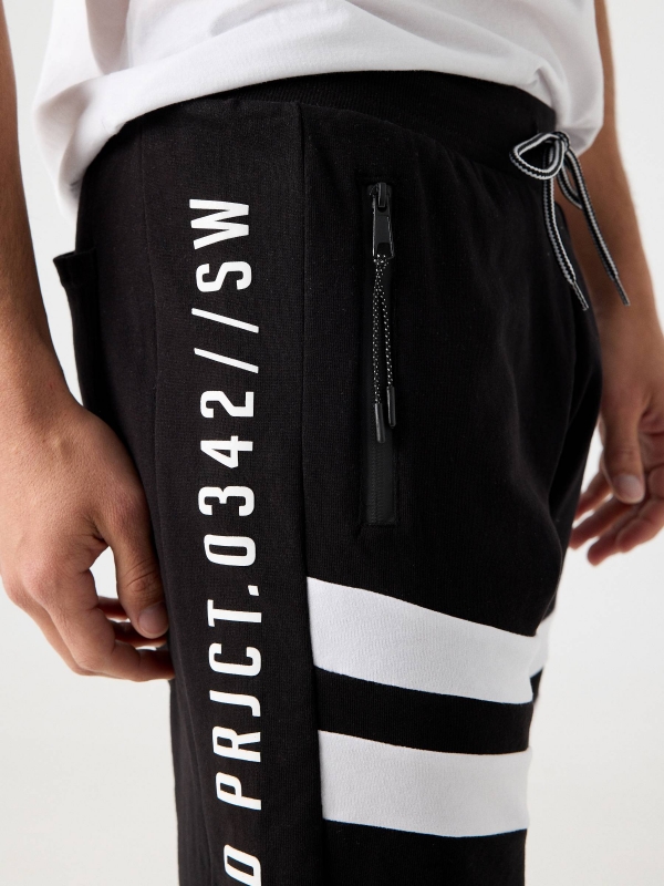 Jogger shorts with bands black detail view