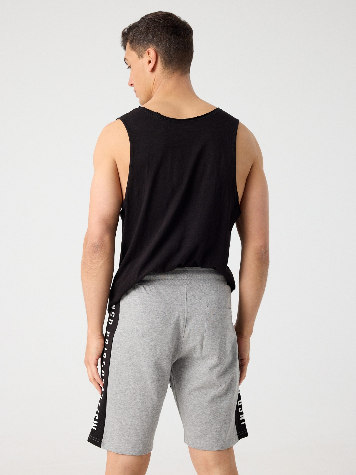 Jogger shorts with bands grey middle back view