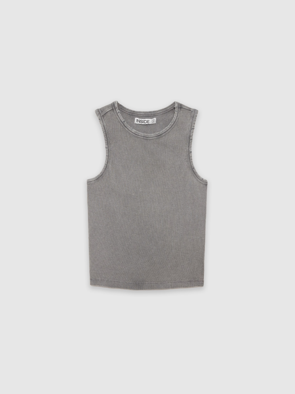  Camiseta rib efecto lavado gris