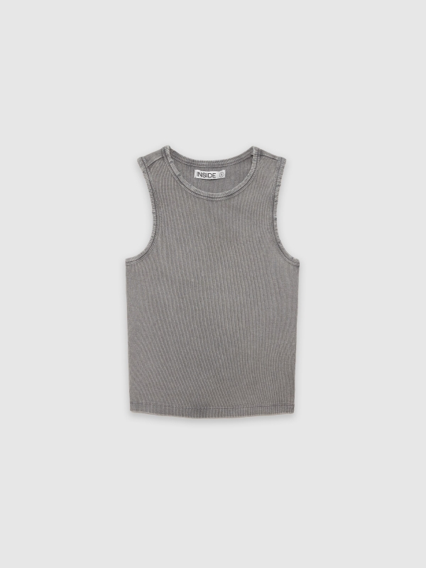  T-shirt rib washed effect grey