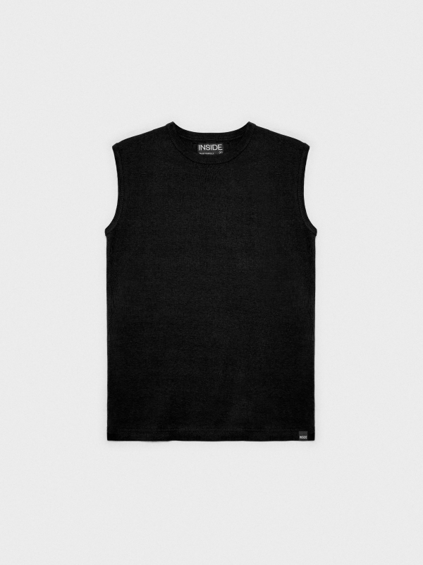  T-shirt básica sem mangas preto