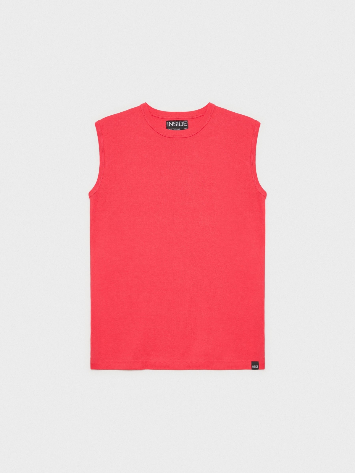  T-shirt básica sem mangas vermelho