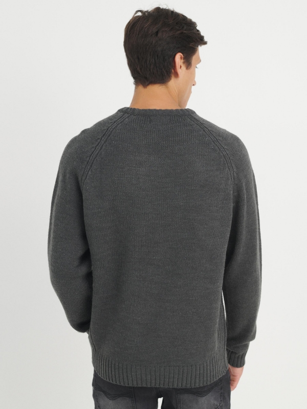 Basic knitted sweater dark grey middle back view