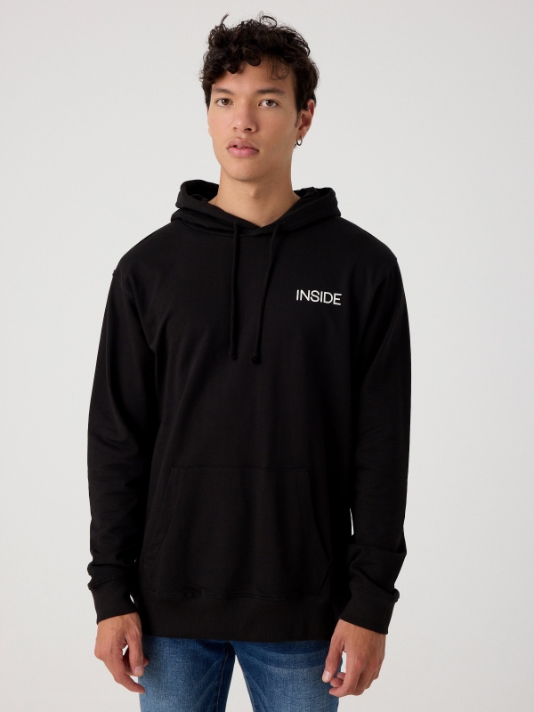 Kangaroo sweatshirt with logo black middle front view