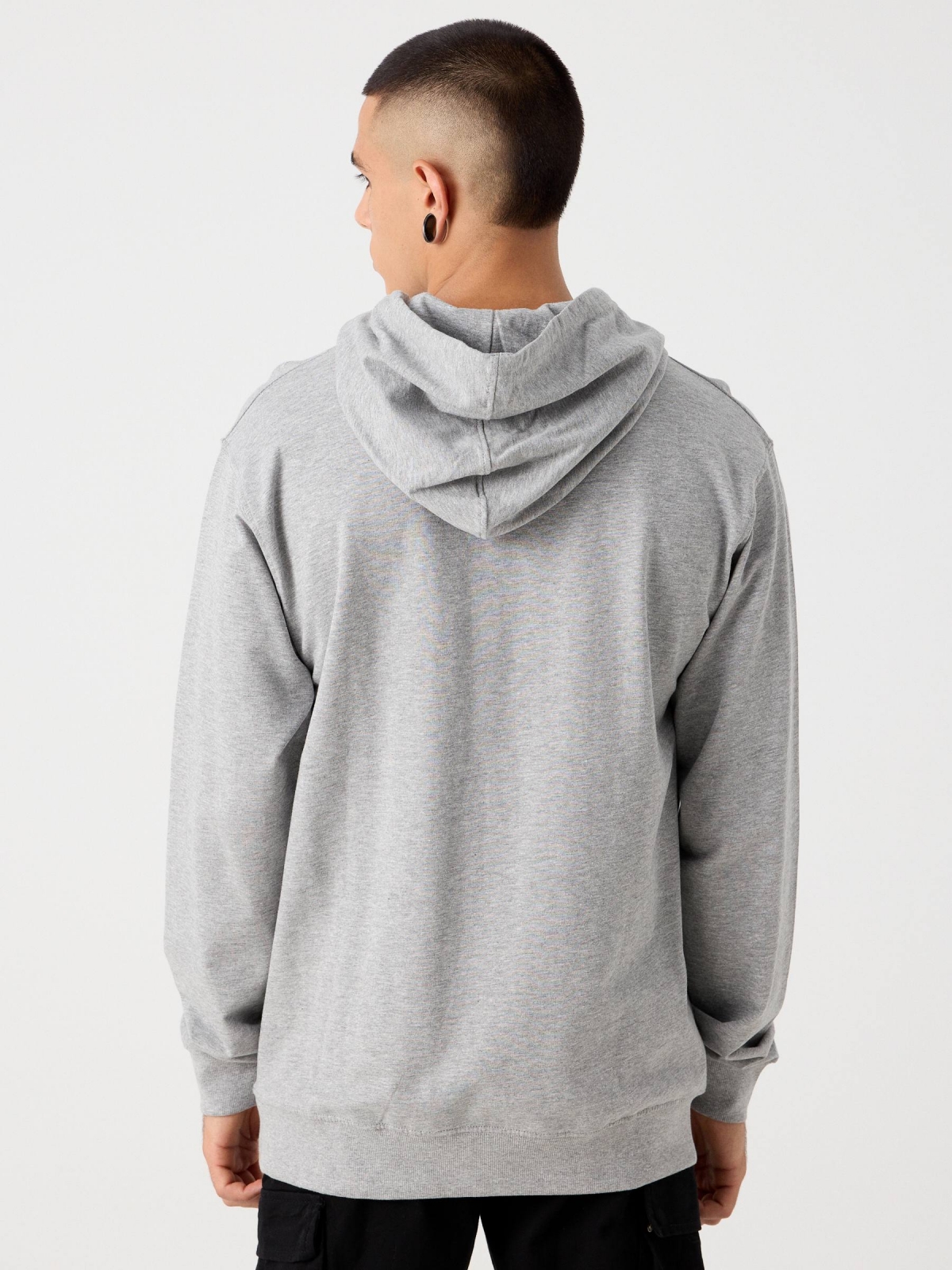Kangaroo sweatshirt with logo melange grey middle back view