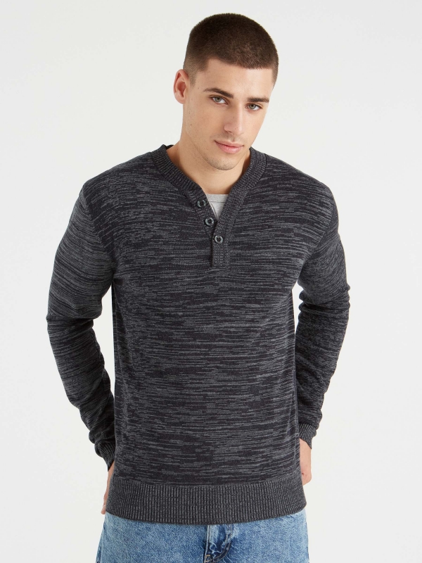 Basic mottled sweater grey middle front view