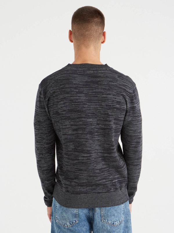 Basic mottled sweater grey middle back view