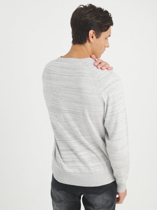 Basic mottled sweater light grey middle back view