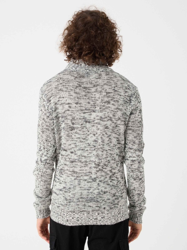 Fleece turtleneck sweater grey middle back view