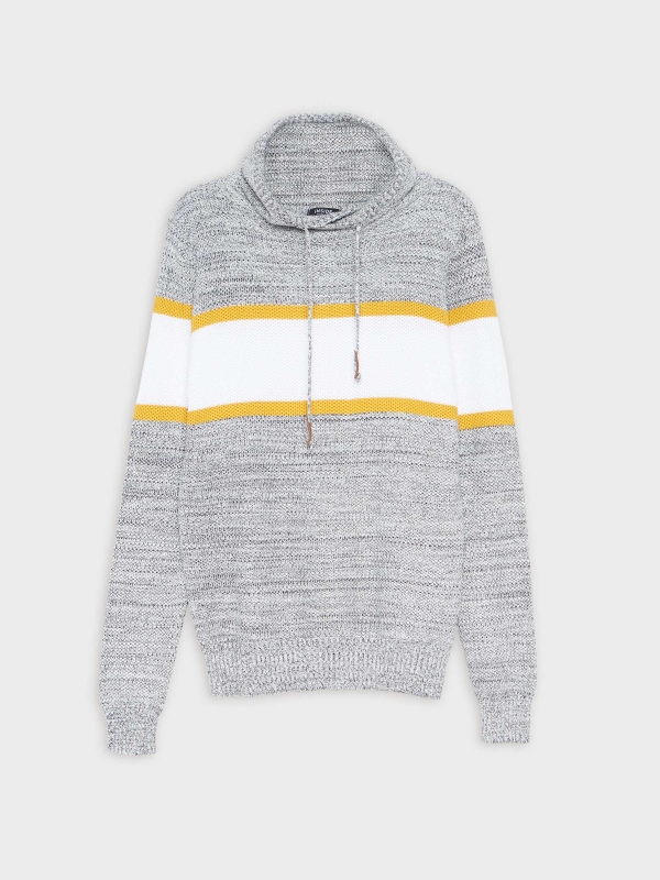  Striped sweater with hood grey